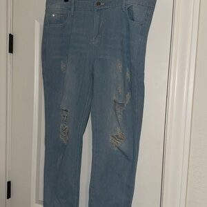 Straight leg blue jeans